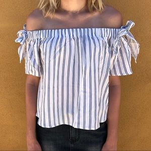 Striped off the shoulder top